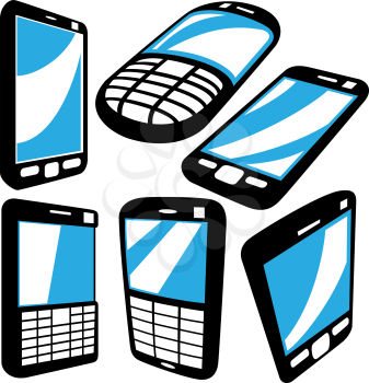 Royalty Free Clipart Image of Phones