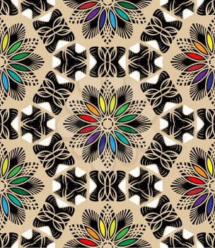 Royalty Free Clipart Image of a Tribal Floral Background