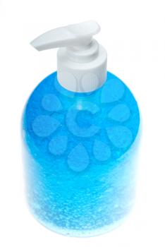 colorfull hair gel bottle over white background