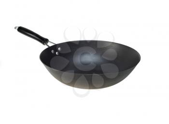 traditional chinese wok pan pot isolated on white