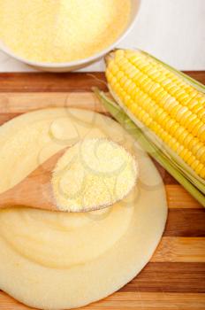 polenta traditional north Italy corn mais flour cream with crop