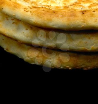 fresh just made traditional uzbek bread close up