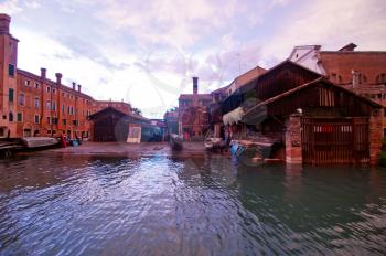 San trovaso squero  in Venice Italy is the place where gondolas and other boat are build and repaired