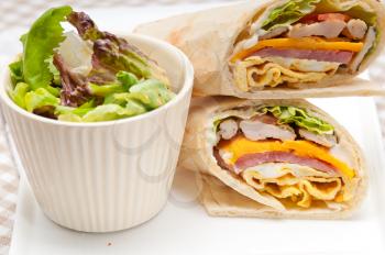 fresh and healthy club sandwich pita bread roll