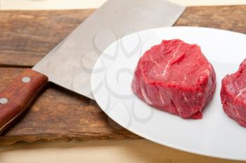 fresh raw beef filet mignon cut ready to cook