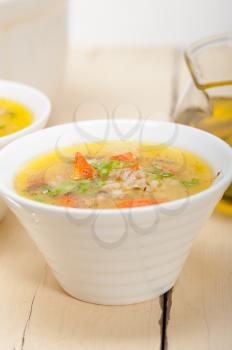 traditional Syrian barley broth soup Aleppo style called talbina or tirbiyali typical food after Ramadan