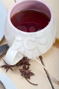 english black tea and berries dessert close up 