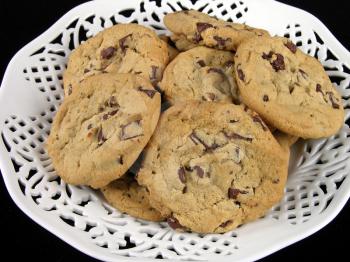Royalty Free Photo of a Plate of Chocolate Chip Cookies