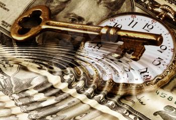 Royalty Free Photo of Money and a Pocket Watch