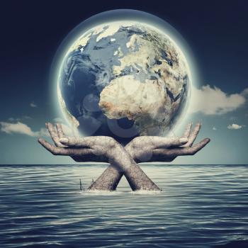 Whole world in her hands, abstract environmental backgrounds