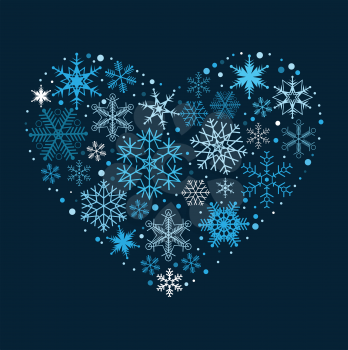Royalty Free Clipart Image of a Snowflake Heart