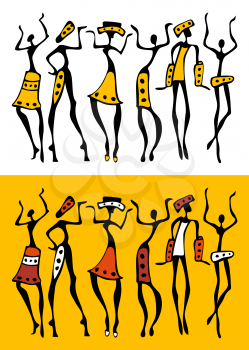 Figures of african dancers . Vector  Illustration.