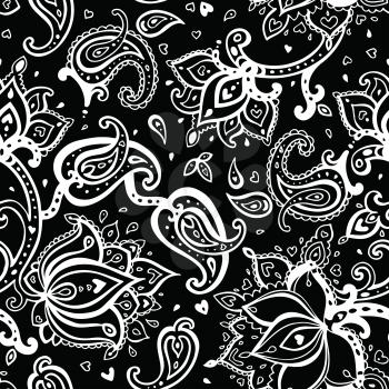Seamless Paisley background. Hand Drawn vector pattern.