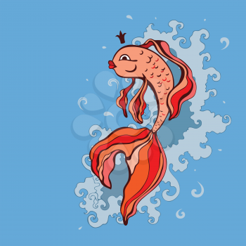 Goldfish. Hand drawn vector illustration.
