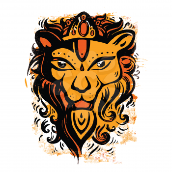 Lion head. Tribal pattern. Ethnic tattoo. Vector illustration.