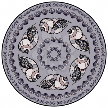  Mandala made of Seashells. Vector decorative background.