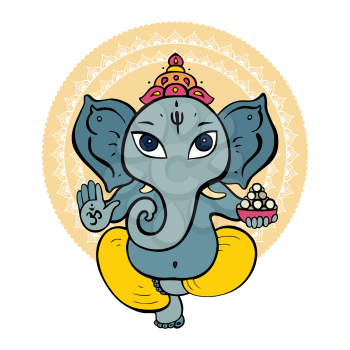 Hindu God Ganesha. Vector hand drawn illustration.