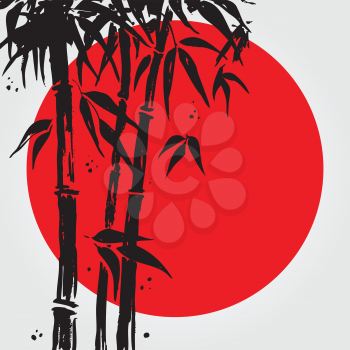 Bamboo in Chinese style. Vector hand drawn illustration.