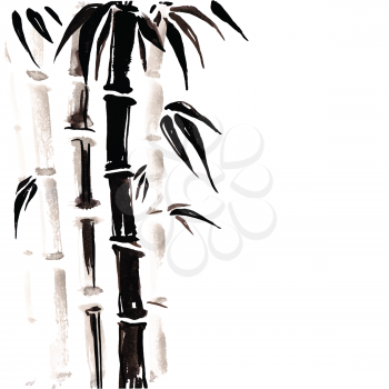 Bamboo in Chinese style. Vector hand drawn illustration.