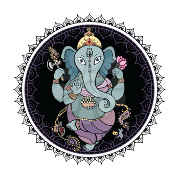 Hindu God Ganesha. Vector hand drawn illustration.