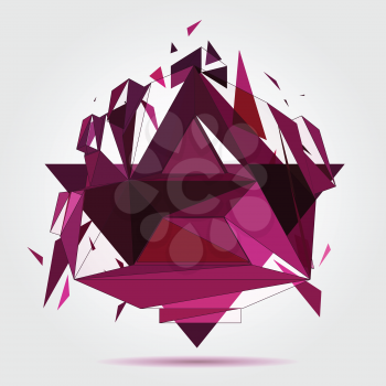 3D concept illustration. Crushed geometric object. Vector Abstract template.