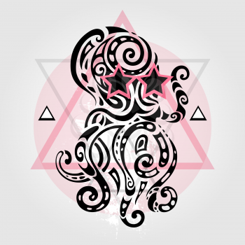 Octopus. Tribal pattern. Abstract style Vector illustration