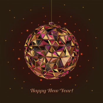 Geometric christmas ball. Abstract poster Merry Christmas