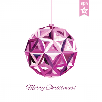 Christmas and New Year greeting card. Vector illustration. Geometric background. 3D Wallpaper.