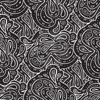 Seamless Hand drawn vector illustration. Vector pattern with abstract paisley ornament