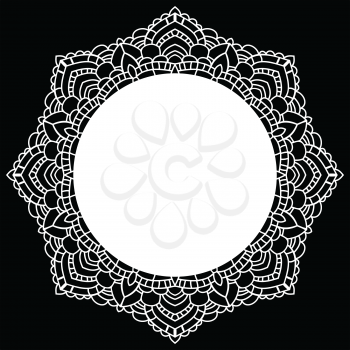 Vintage handmade knitted doily. Round lace pattern. Vector illustration.