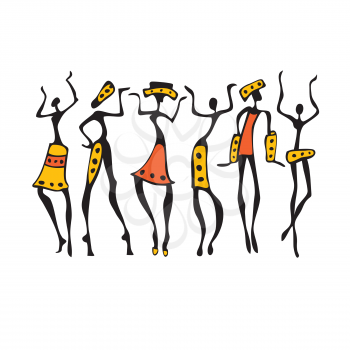 African dancers. Dancing woman in ethnic style. Vector Illustration.