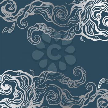 Hand drawn Blue water wave, abstract Sea background