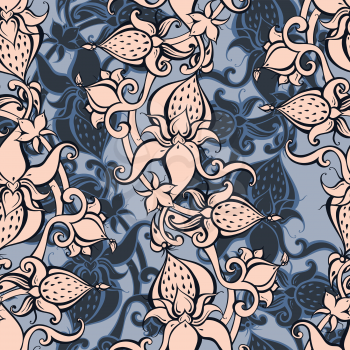 Paisley background. Vintage pattern with hand drawn Abstract Flowers. Seamless ornament. Can be used for wallpaper, website background, textile, phone case print
