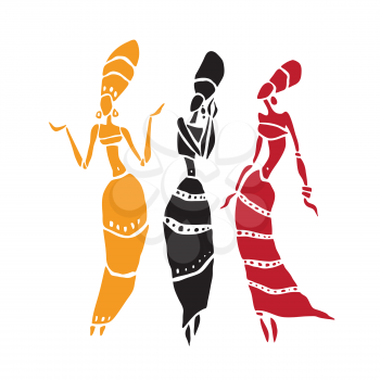 African American dancers. Dancing woman in traditional ethnic style. Vector Illustration.