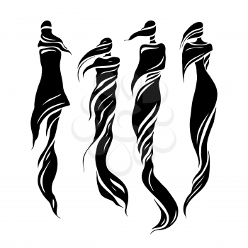 Woman east type in veiled. Oriental woman in traditional costume. Vector illustration. Muslim fashion.