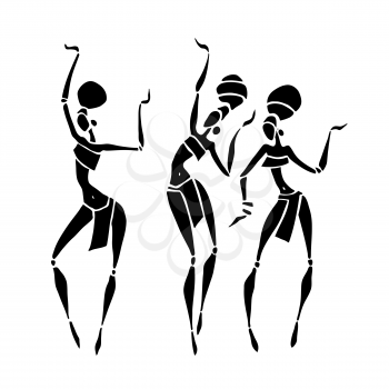 Silhouette of woman. African dancers. Dancing woman in traditional ethnic style. Vector Illustration.
