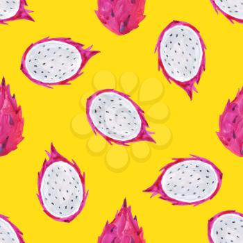 Watercolor pitaya. Hand painted seamless pattern with exotic fruits. Seamless background