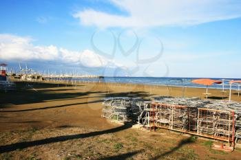 Royalty Free Photo of an Empty Beach in Larnaca, Cyprus