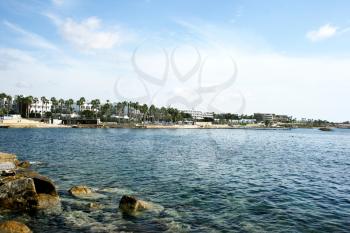 Royalty Free Photo of the Mediterranean Sea Coastline in Paphos, Cyprus