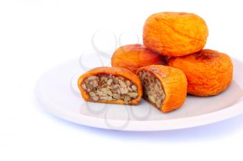 Royalty Free Photo of Dried Peaches Stuffed With Nuts