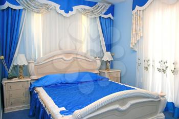 Royalty Free Photo of a Blue Bedroom