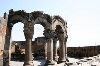 Royalty Free Photo of the Zvartnots Cathedral Ruins in Armenia