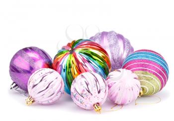 Christmas colorful balls isolated on white background.