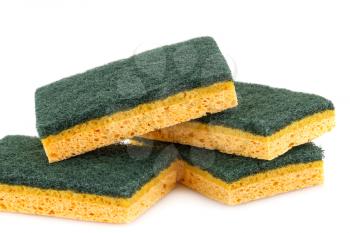 Pile of sponges isolated on white background.