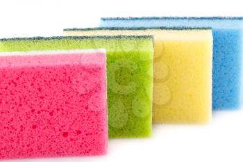 Colorful sponges isolated on white background.