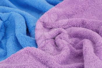 Colorful towels texture as a background, closeup picture.