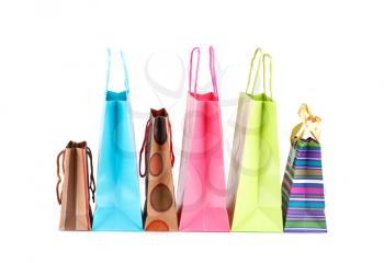 Colorful shopping bags isolated on white background.