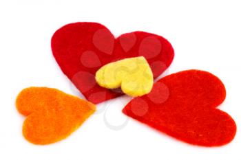 Colorful hearts isolated on white background.