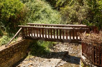Old wooden bridge in Kakopetria village, Cyprus.
