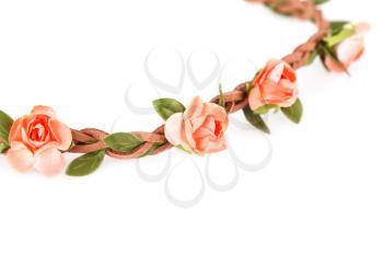 Hair rim with flowers isolated on white background.